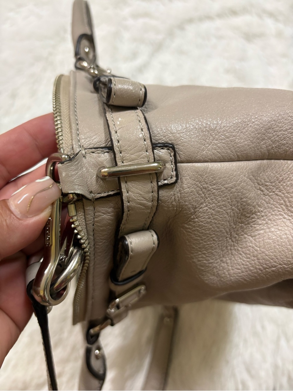Coach Leather Satchel in Light Taupe with Gold Hardware - Picture 14 of 15